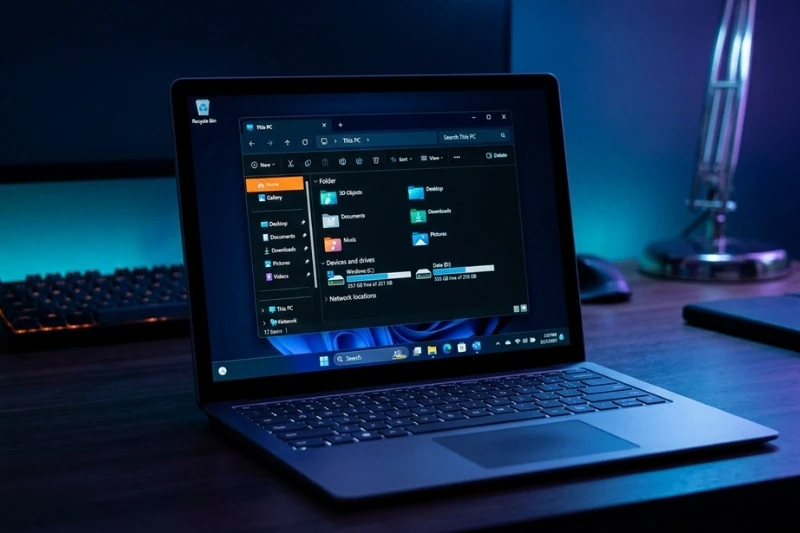 microsoft surface laptop showing file explorer