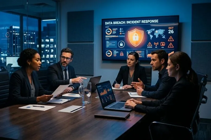 data breach business team