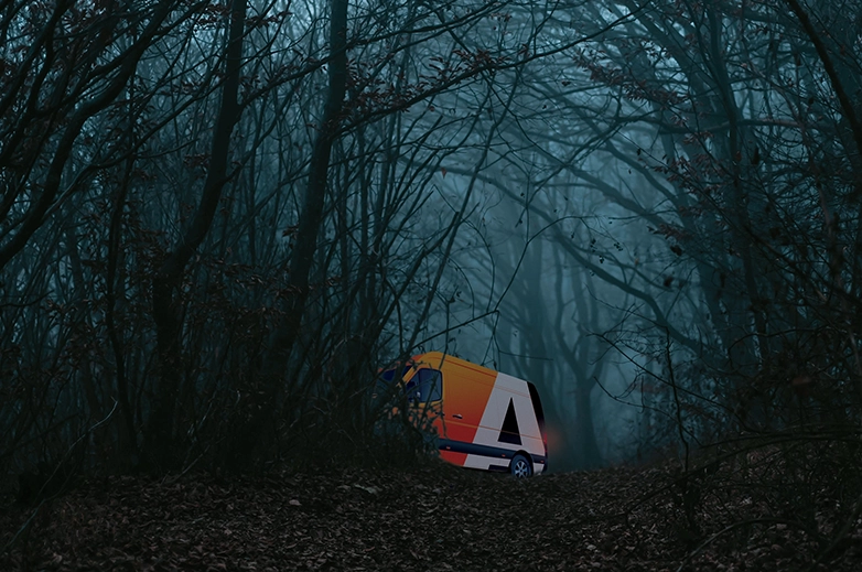 Alphakor van hiding in the spooky woods